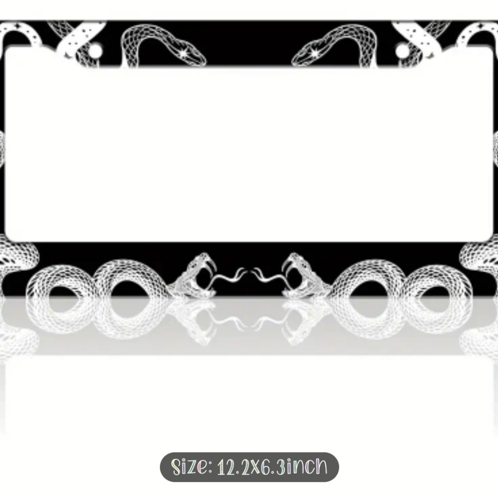 Black and White Snake License Plate Frame